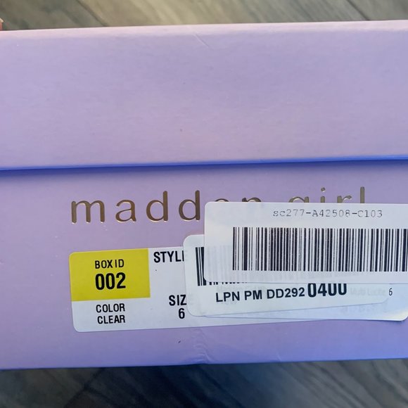 NWT MADDEN GIRL ILEANA-L WOMEN'S CLEAR MULTI LUCITE HEELED BLOCK SANDALS 6M - Picture 7 of 8